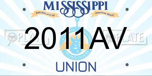 2011AV Mississippi License Plate