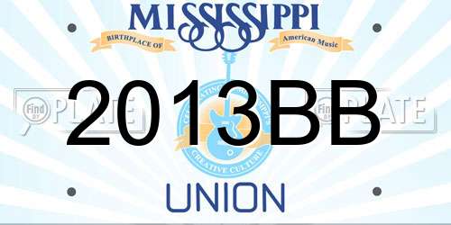 2013BB Mississippi License Plate