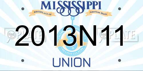 2013N11 Mississippi License Plate
