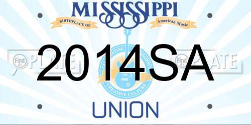 2014SA Mississippi License Plate