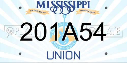 201A54 Mississippi License Plate