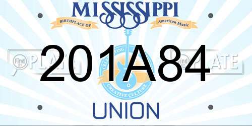 201A84 Mississippi License Plate