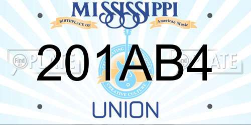 201AB4 Mississippi License Plate