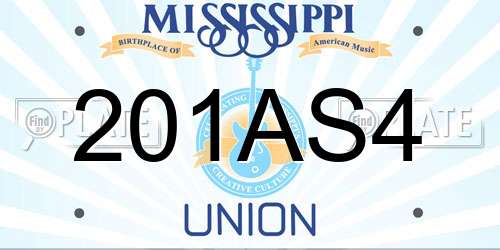201AS4 Mississippi License Plate