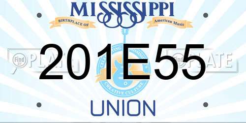 201E55 Mississippi License Plate