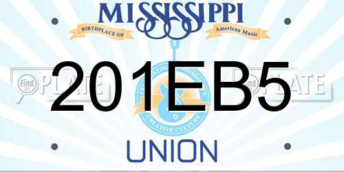 201EB5 Mississippi License Plate