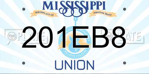 201EB8 Mississippi License Plate