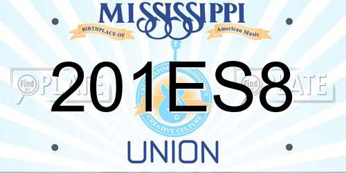 201ES8 Mississippi License Plate