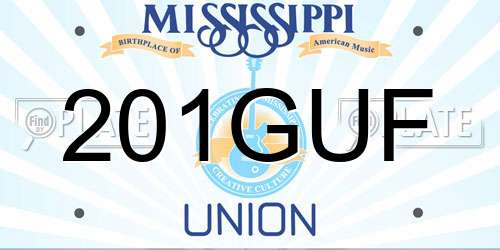 201GUF Mississippi License Plate