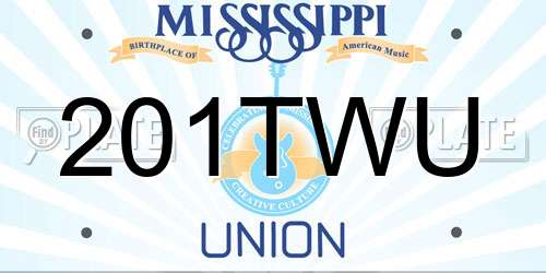201TWU Mississippi License Plate