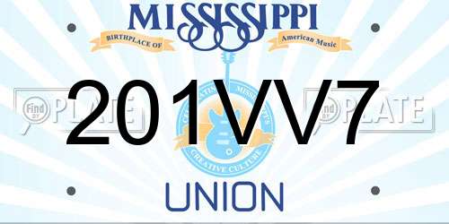 201VV7 Mississippi License Plate