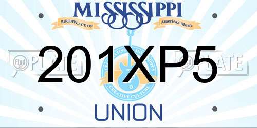 201XP5 Mississippi License Plate