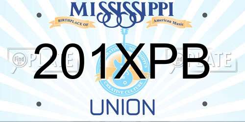 201XPB Mississippi License Plate
