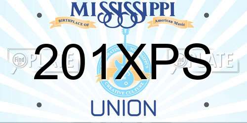 201XPS Mississippi License Plate