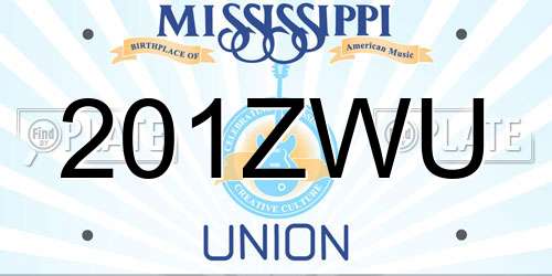 201ZWU Mississippi License Plate