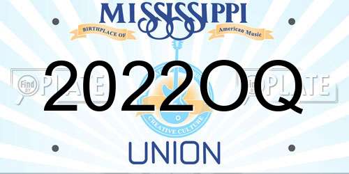 2022OQ Mississippi License Plate
