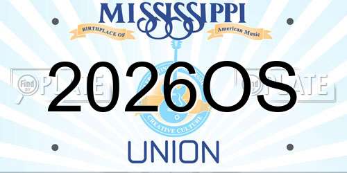 2026OS Mississippi License Plate
