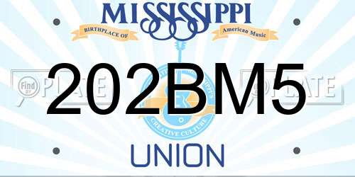 202BM5 Mississippi License Plate