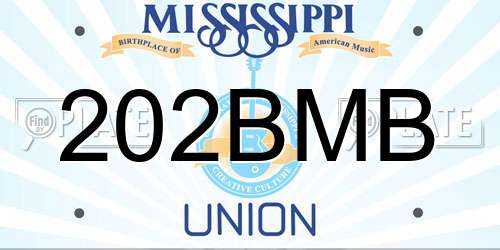 202BMB Mississippi License Plate