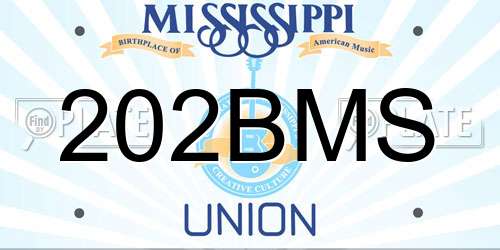 202BMS Mississippi License Plate
