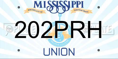 202PRH Mississippi License Plate