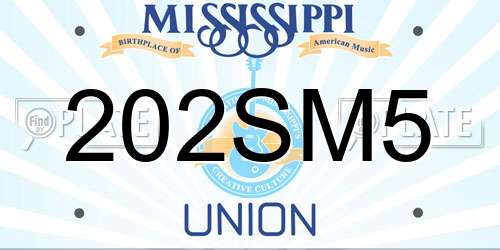 202SM5 Mississippi License Plate