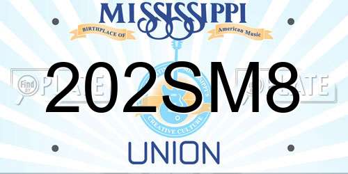 202SM8 Mississippi License Plate