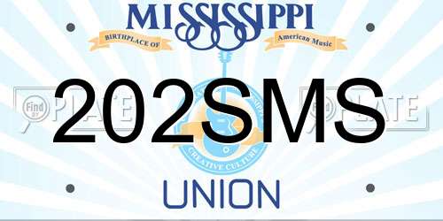202SMS Mississippi License Plate