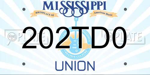 202TD0 Mississippi License Plate