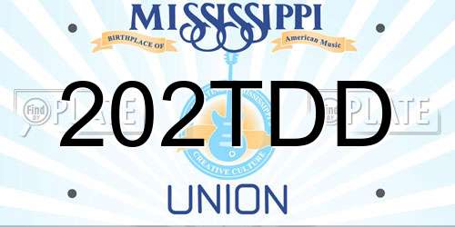202TDD Mississippi License Plate