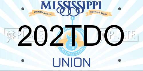 202TDO Mississippi License Plate