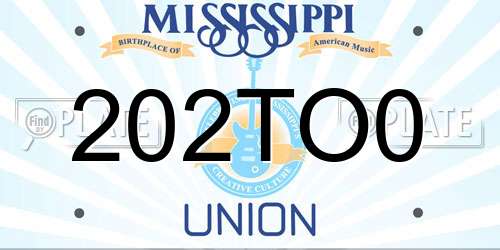 202TO0 Mississippi License Plate