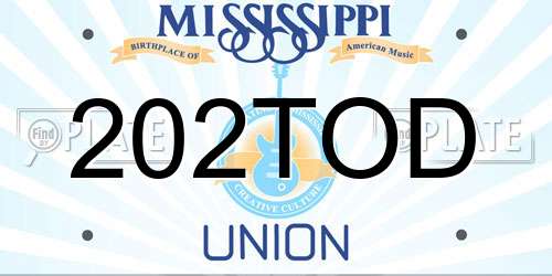 202TOD Mississippi License Plate