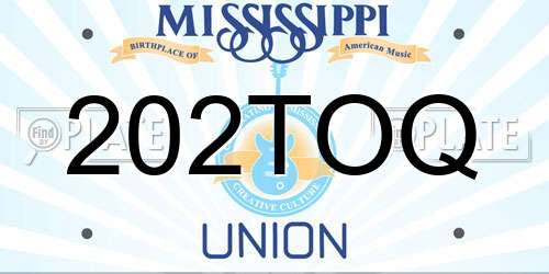 202TOQ Mississippi License Plate