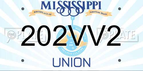 202VV2 Mississippi License Plate