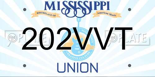 202VVT Mississippi License Plate