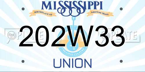 202W33 Mississippi License Plate