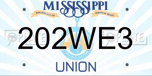 202WE3 Mississippi License Plate