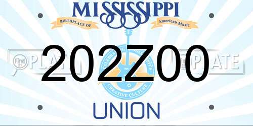 202Z00 Mississippi License Plate