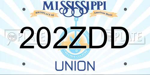 202ZDD Mississippi License Plate