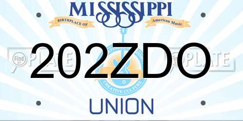 202ZDO Mississippi License Plate