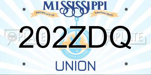 202ZDQ Mississippi License Plate