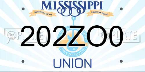 202ZO0 Mississippi License Plate
