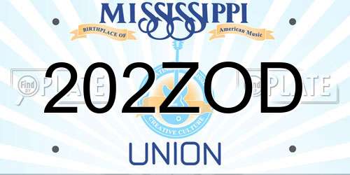 202ZOD Mississippi License Plate