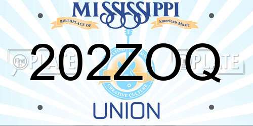 202ZOQ Mississippi License Plate