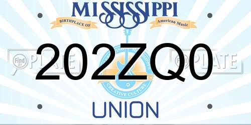 202ZQ0 Mississippi License Plate