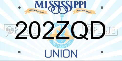 202ZQD Mississippi License Plate