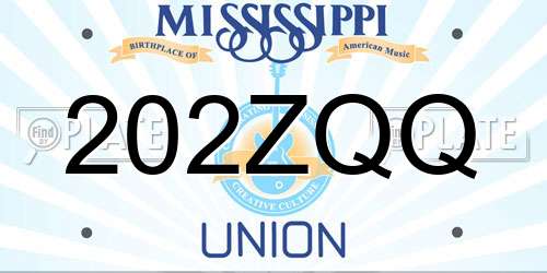 202ZQQ Mississippi License Plate