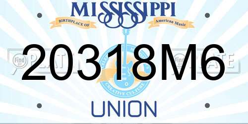 20318M6 Mississippi License Plate