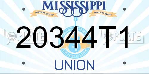 20344T1 Mississippi License Plate